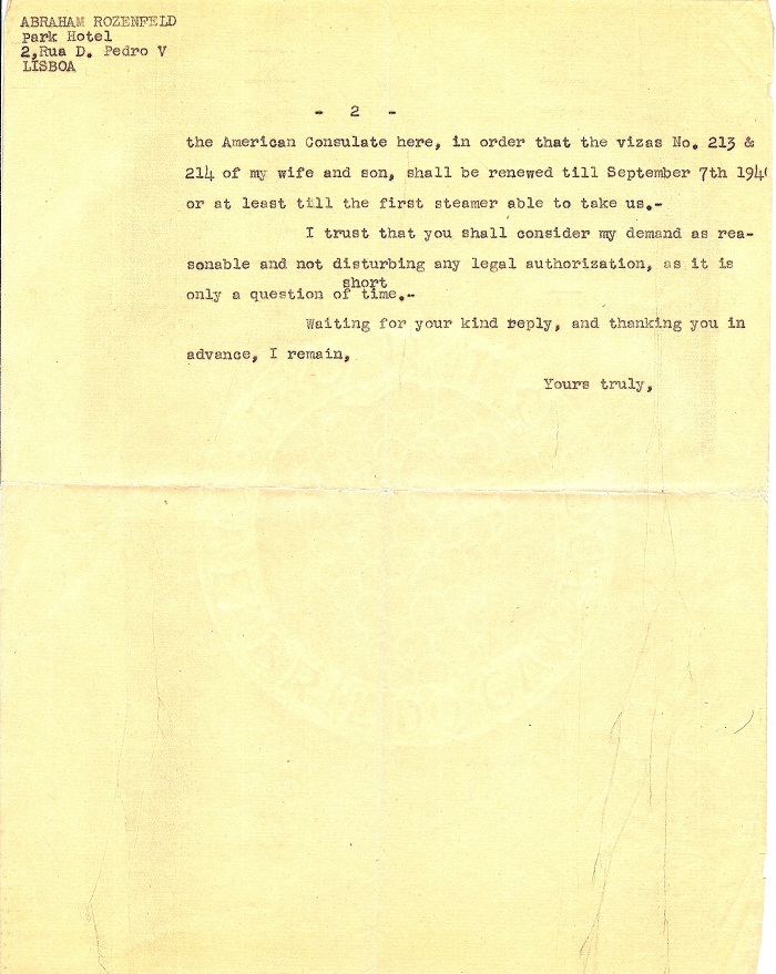 Letter from Abraham ROZENFELD, page 2